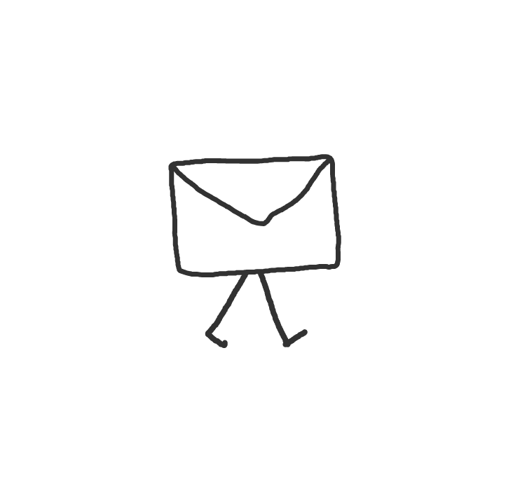 Animation of a letter walking.